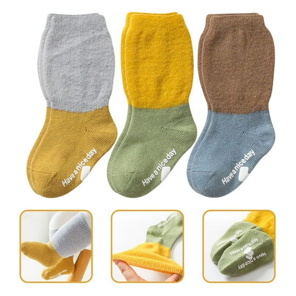 SHINYPASING toddler tube socks Baby Socks Combed Cotton 3 Pairs Breathable Infants Daily Wear