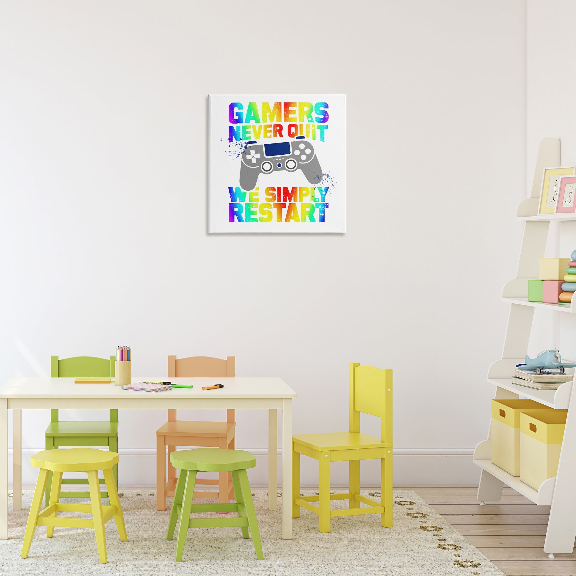Rainbow Gamers Never Quit Canvas Wall Art, design by Kim Allen