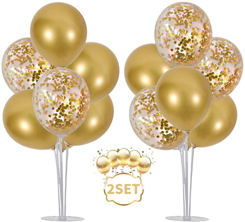 12 Pack Table Balloon Decoration Display Kit 6 Gold/Black 50th Birthday  2