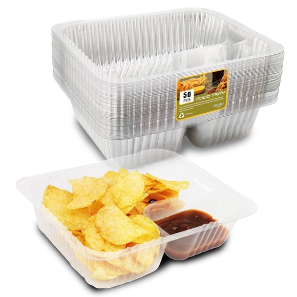 Bandejas Nacho AHKUNMT, 50 unidades, desechables, 650 ml, de plástico con soporte para chips