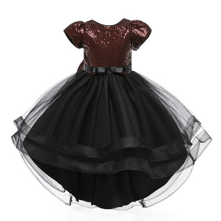 

Girls Dresses Spring Summer Tulle Sequins Glitter Performance Formal Cute Bow Party Princess Dresses For Girls
