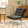 thumbnail image 3 of Leumius Modern Accent Chair Leather Armchair with High Back,Metal Legs,Soft Padded for Living Room/Office,Black, 3 of 8