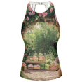 thumbnail image 3 of Women's Printed Tankini Top - High Elasticity Slim-Fit Swimsuit with Removable Straps & Cups, Perfect for Beach & Pool Parties，A Flower Gate, 3 of 7