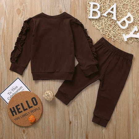 

Cathalem Baby Sack Sleepers Girl Kids Pajamas Solid Long Pants Sleeve Tops Girls Toddler Frill Outfits Solid Baby Infant Girl Owl Pajamas Brown 18-24 Months