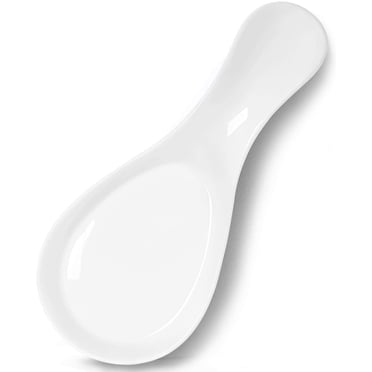 Porcelain Spoon Rest - Large Spoon Holder Utensil Rest for Kitchen Counter Stove Top, Dishwasher Safe (White)