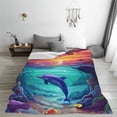 thumbnail image 5 of Pofeuu Hawaiian Island Dolphin Print Ultra-Soft Micro Fleece Blanket,for Bed Or Sofa,All Season Throw Blankets Flannel Blanket-60"x50", 5 of 7