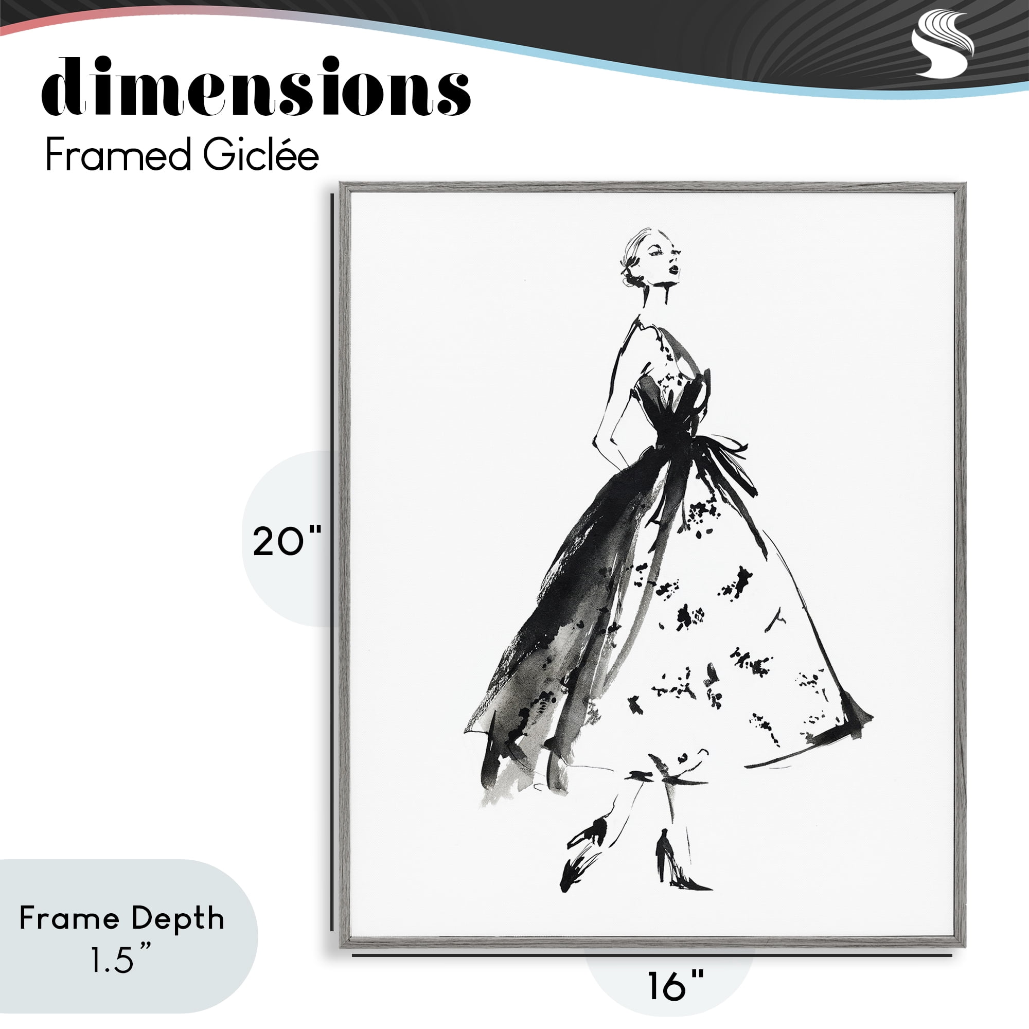 Stupell Industries Ethereal Couture Contour Gray Framed Giclee Art, design by Svetlana Aleynikova
