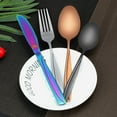 thumbnail image 5 of MDEALY 24-Piece Black Silverware Utensils Set Good Quality Stainless Steel Flatware Cutlery Service for 6 Include Dinner Knife Forks Spoon Teaspoons Elegant Mirror & Matte Handle Polished Gift, 5 of 7