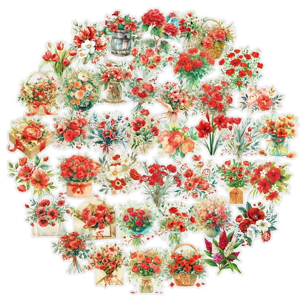 Pegatinas de vinilo PET impermeables con forma de flor de margarita, 50 unidades