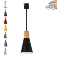 thumbnail image 1 of FSLiving Remote Control Pendant Light 1-Light J-Type Track Pendant Lamps Scandinavian Style Pendant Lights for Kitchen Hanging Lamp Modern Wood and Aluminium Light Customizable - Black, 1 of 7