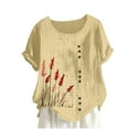 thumbnail image 2 of Shorts pour Femmes, Blouses pour Femmes, Mode Féminine Imprimée Confortable Ample Manches Courtes Blouse Boutonnée Col Rond Décontracté, 2 of 4