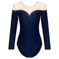 thumbnail image 3 of TiaoBug Sheer Mesh Long Sleeve Dance Leotards for Womens Ballet Leotard Gymnastics Bodysuit Navy Blue XXL, 3 of 7