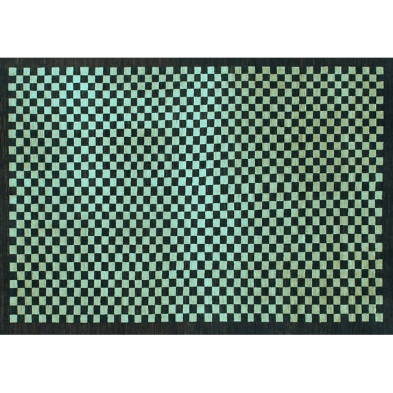 Ahgly Company Indoor Rectangle Checkered Light Blue Modern Area Rugs, 2' x 3'