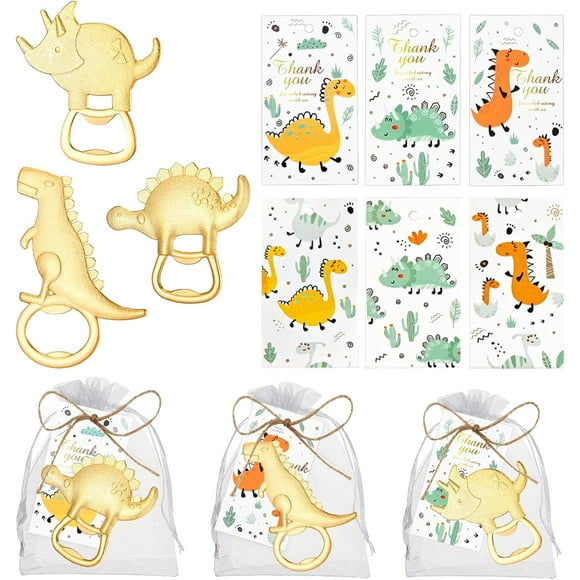 Qonmpcvu 30 Pcs Dinosaur Bottle Openers: Dinosaur Baby Shower Decorations & Favors with Thank You Tags