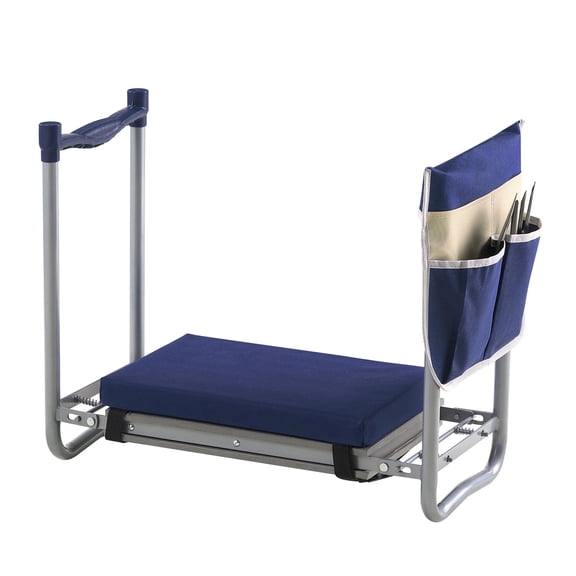 Garden Kneeler Bench with Padded Seat, Foldable Stool for Seniors, Heavy Duty Gardening Kneeling Pad with Tool Pouch, Knee&Back Support, Non-Slip Outdoor Bench