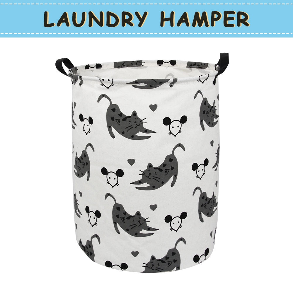 Howarmer Large Canvas Laundry Hamper, Cats and Mice