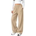 thumbnail image 6 of KICILVS Girls Sweatpants Elastic Waist Wide Leg Trousers with Pocket Soft Athletic Lounge Solid Color Pants Girls School Pants 5-15 Years, 6 of 6