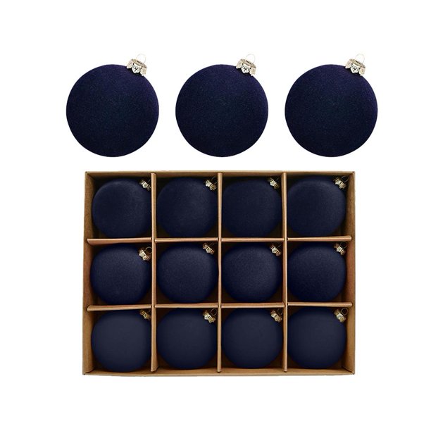 WAITLOVER Bolas de terciopelo decorativas navideñas, paquete de 12 bolas de plástico flocadas inastillables de 2,4 pulgadas, decoración colgante navideña