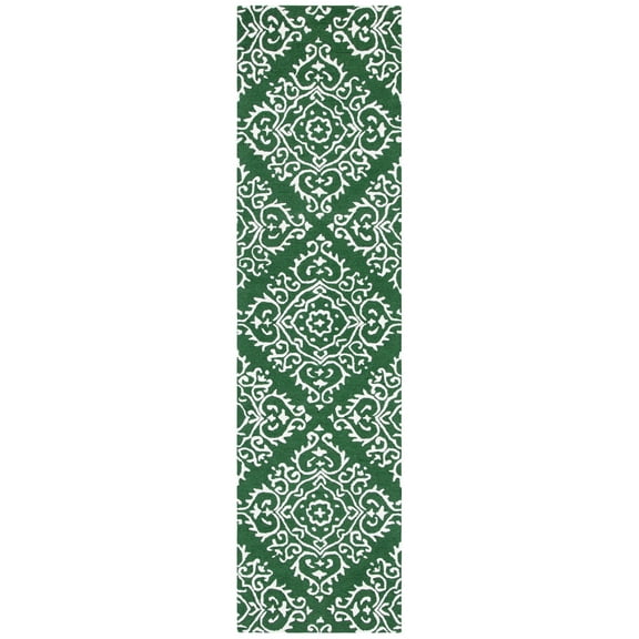 SAFAVIEH Chatham Alexis Geometric Runner Rug, Green/Ivory, 2'3" x 9'