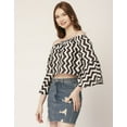 thumbnail image 6 of Moomaya Printed Off-Shoulder Top, WomenS Long Bell Sleeve Crop Top Blouse, 6 of 8