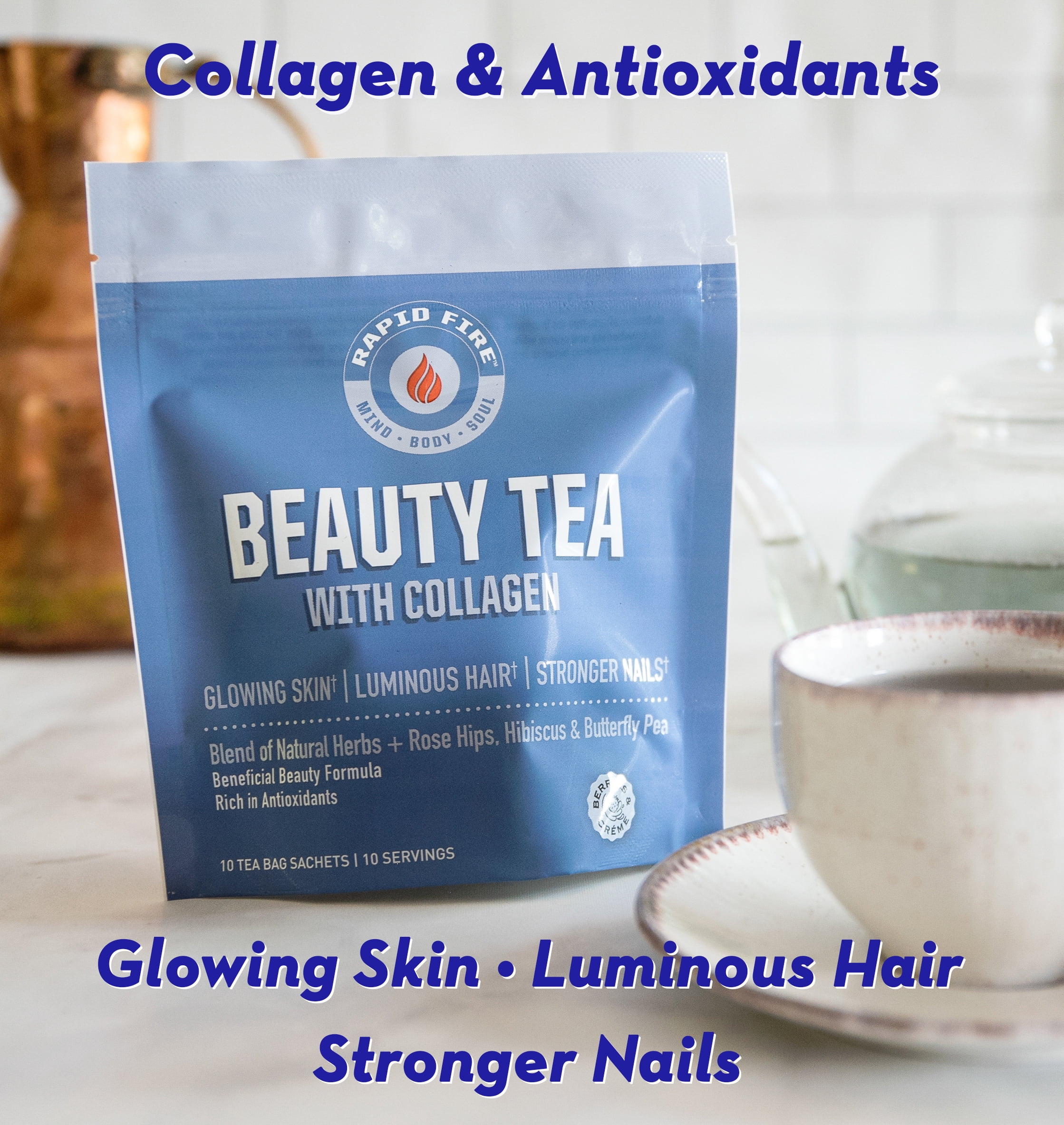 Rapid Fire Beauty Tea with Collagen, 10 Ct