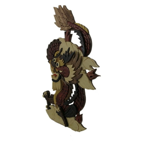 Hand Carved Intarsia Asian Dragon Wood Art Wall Hanging - Asian Wood Carving Wall Hanging Hand Carved Intarsia Asian Dragon Wood Art Wall Hanging - Asian Wood Carving Wall Hanging