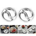 thumbnail image 4 of 4 Pcs Assiettes Multi-Compartiments en Acier Inoxydable Rondes pour la Maison (Argent), 4 of 8