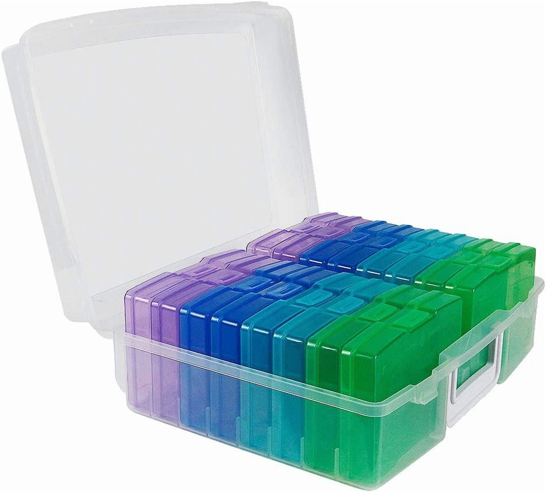 Portable Photo Organizers & Storage Containers, Transparent 4" x 6" Picture Organizers with Handle, 16 Inner Photo Cases, Photo Storage Box