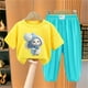 thumbnail image 2 of Odeerbi 2-12 Años Niño Niña Conjunto de Verano Camiseta de Manga Corta de Algodón Ice Silk Pantalón de Chándal Conjunto de Dos Piezas de Ropa Interior Estampada, 2 of 4