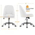 thumbnail image 3 of Alden Design Modern Tufted Faux Leather Armless Desk Chair for Home Office, White, 3 of 8