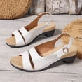 thumbnail image 6 of Viluyesy Womens Heeled Sandals, Low Heels Ankle Strap Peep Toe Summer Slingback Dressy Shoes White US7.5, 6 of 8