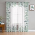 thumbnail image 3 of Sheer Curtains 96 inches Long, Watercolor Green Eucalyptus Leaves Abstract Art Plant Light Filtering Sheer Window Curtains Rod Pocket Voile Drapes for Bedroom Living Room, 52"W x 96"L 2 Panels, 3 of 7
