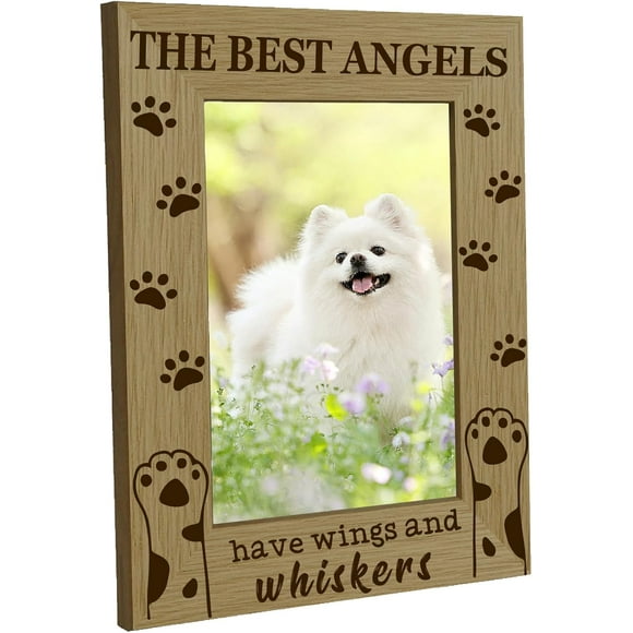 Pet Cat Picture Frames Wood Photo Frame Paw Print Display Pictures 4x6 Wall Mounting Printing Poster Frame Stand Cat Memorial Gifts for Wall Hanging Gallery Tabletop Decor 6 x 8Inch