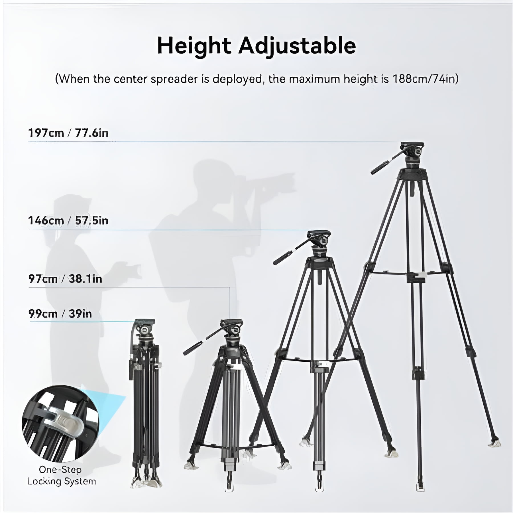 SmallRig Heavy-Duty Carbon Fiber Tripod System, 78"Video Tripod One-Step Locking