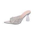 thumbnail image 2 of Wowcloth Women's Rhinestone Slides - Comfortable Plus Size Solid Color Pointed Open Toe Heel for Casual Fashion, 2 of 9