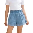 thumbnail image 6 of SEROYE Girls' Denim Shorts, Ruffled Elastic Waist 2-12Y Casual Summer Short Jeans for Toddler and Girls, Blue 7-8 Years, 6 of 6