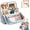 Blue, variant on Stylish Handheld Partitioned Cosmetic Bag - Large Capacity PU Leather Travel Makeup Organizer with Detachable Mirror, Adjustable Dividers & Luggage Strap - Waterproof Beauty Cas