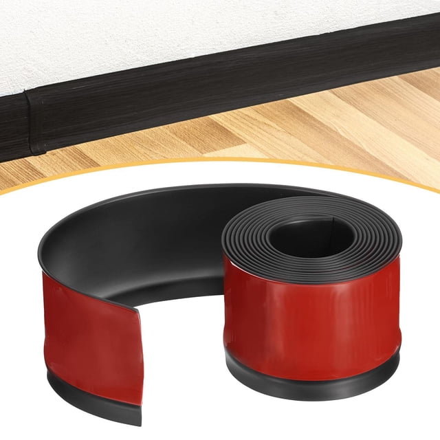 Tira de sellador para molduras despegable y adhesiva de 10 cm x 100 cm, moldura de esquina flexible para zócalos, paredes de casas, baños, ventanas y encimeras. negro