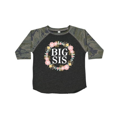

Inktastic Big Sis Rose Floral Wreath Sister Gift Toddler Toddler Girl T-Shirt