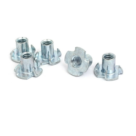 

1/4-inch Thread Dia 12mm Height 4 Prongs Fully Threaded Pronged Tee Nuts 5pcs