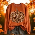 thumbnail image 4 of Halloween Leopard Print Pumpkin Graphic Pullover Crew Neck Long Sleeve Casual Sweatshirt Cozy Fall Winter Layering Top for Women XXL, 4 of 4