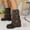 Coffee, variant on Heisall Women's Winter Mid-Calf Boots Solid Color Belt Buckle Square Toe Chunky Low Heel Casual Fashion