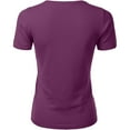 thumbnail image 4 of Delayuji Women's Casual Basic Going Out Crop Tops Slim Fit Short Sleeve Crew Neck Tight T Shirts Purple Xl Polyester-Cotton Blend Short Sleeve Shirts for Women, 4 of 6