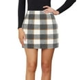 thumbnail image 3 of FASHOFT Christmas Plaid Skirts for Women Mini Skirt Fall Winter Elegant High Waisted Pencil Skirt Vintage Bodycon Wool Short Skirt Light Gray M, 3 of 5