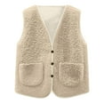 thumbnail image 5 of Tdoqot Girls Fleece Vest Outwear- Pockets Button Down Warm Casual Kids Winter Clothes Beige Size 5, 5 of 6
