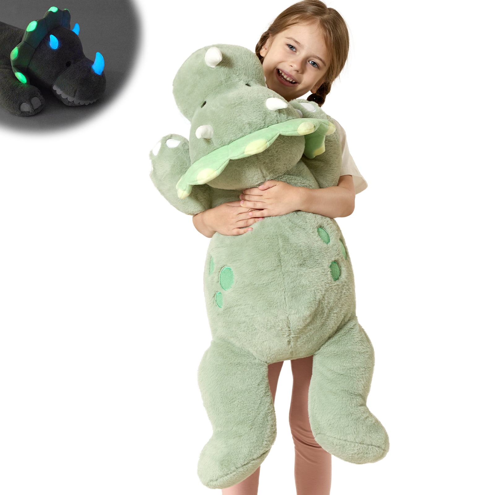 MaoGoLan 31'' Luminous Dinosaur Stuffed Animal Gaint Weighted Dinosaur Body Pillow Glow In The Dark Plush Toy