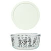 Pyrex 7-Cup Mariachi Day of the Dead Skeleton Glass Bowl and 7402-PC White Plastic Lid
