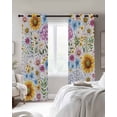 thumbnail image 3 of Sunflowers Hydrangea Floral Blackout Curtains 45 Inches Long, Daisy Green Leaves 2 Panels, Thermal Insulated Room Darkening Drapes with Grommets, 42W x 45L Each Panel, 3 of 5