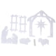 thumbnail image 1 of Escena navideña de Jesús de 44x27x5cm, tablero hueco de PP blanco, Belén al aire libre para césped, jardín y patio, 1 of 8