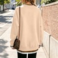 thumbnail image 5 of Women Crewneck Sweatshirts Long Sleeve Loose Fit Fall Pullover Tops Side Slits Layered Drop Shoulder Chic Clothes Warm Soft Cozy Tunic Shirt, 5 of 6